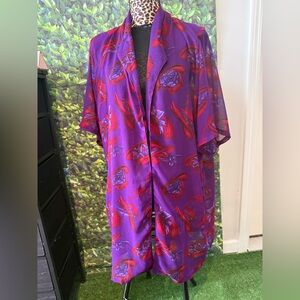 Vibrant Purple Red Printed Kimono Cardigan p61